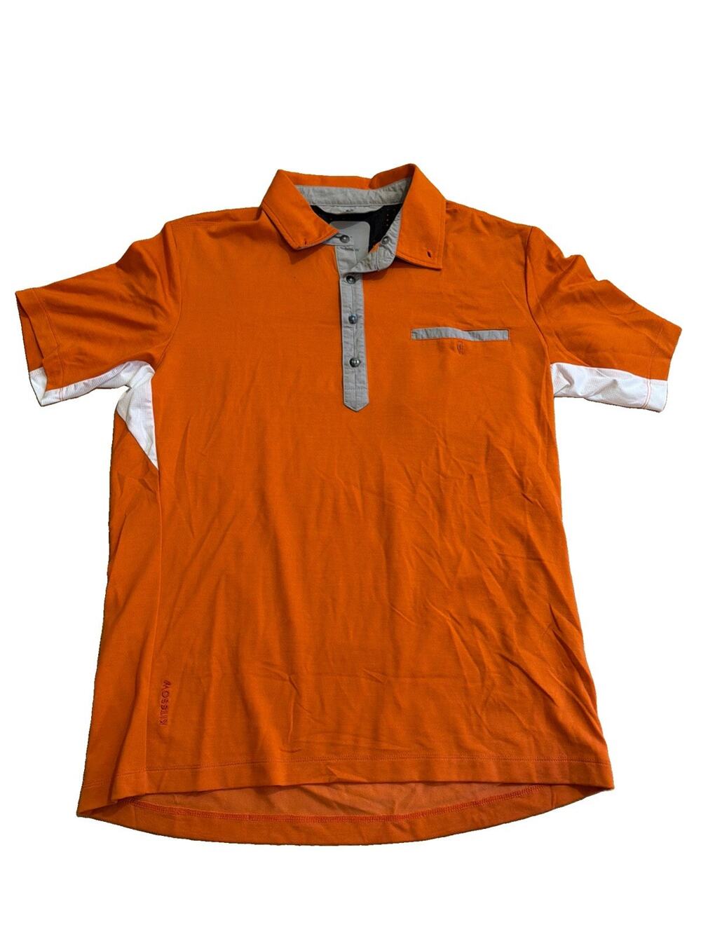 Kitsbow Polo Shirt Mens M Merino Blend Performance Snap Pocket SMALL HOLES
